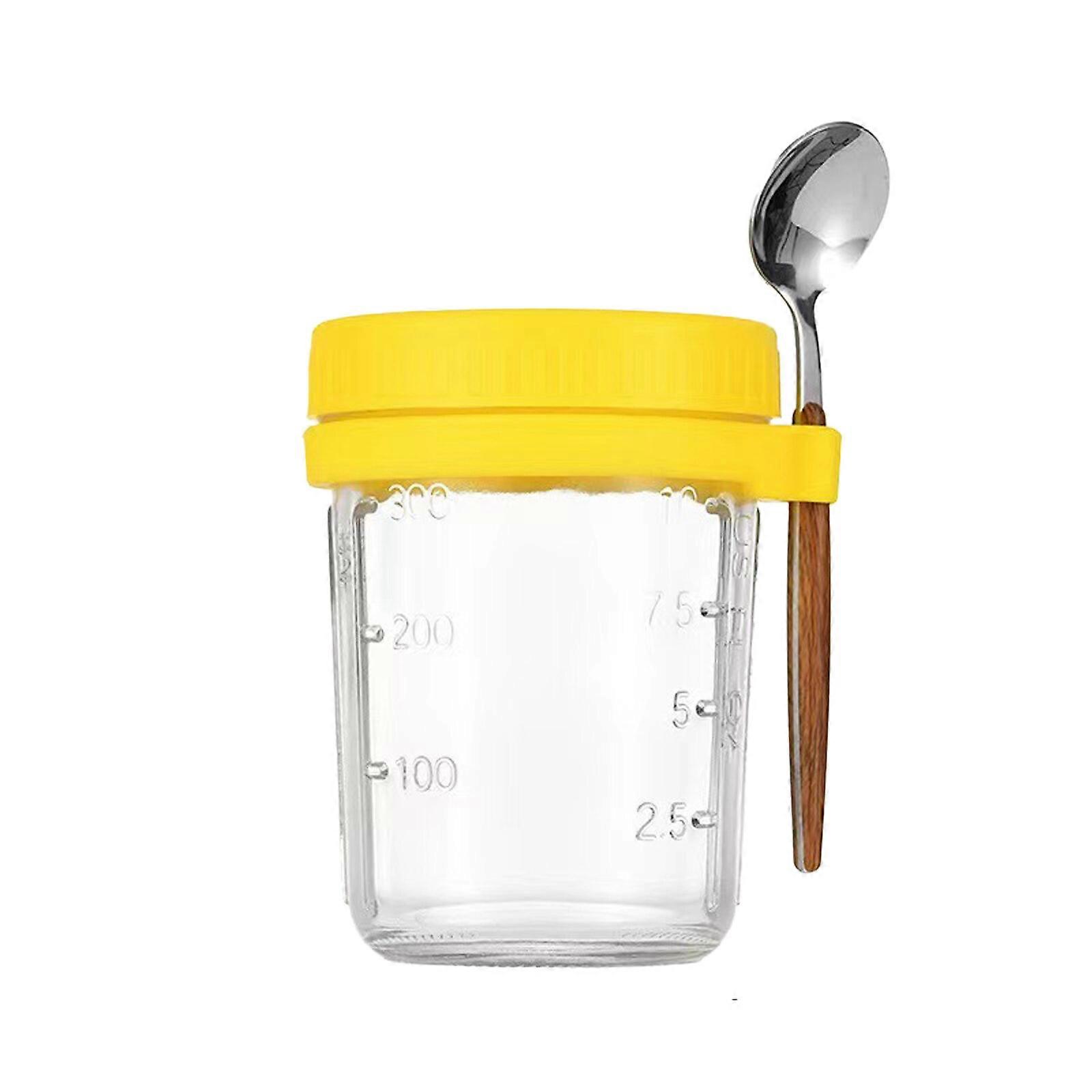 Yishu New 1/2/4pcs 10 oz Overnight Oats Jars with Lids and Spoons