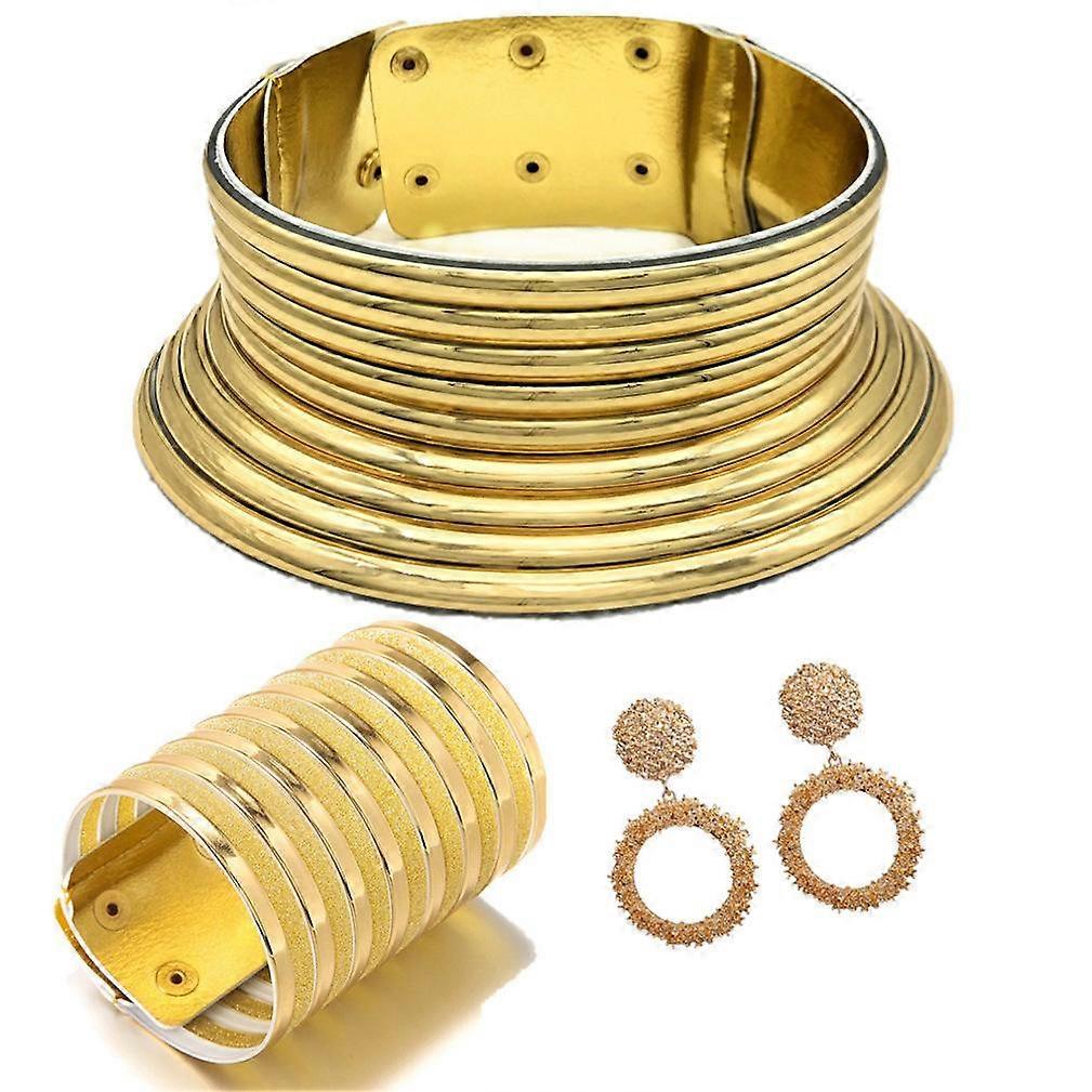 3pcsジュエリーセットアフリカの部族チョーカーブレスレットイヤリングフェスティバル用