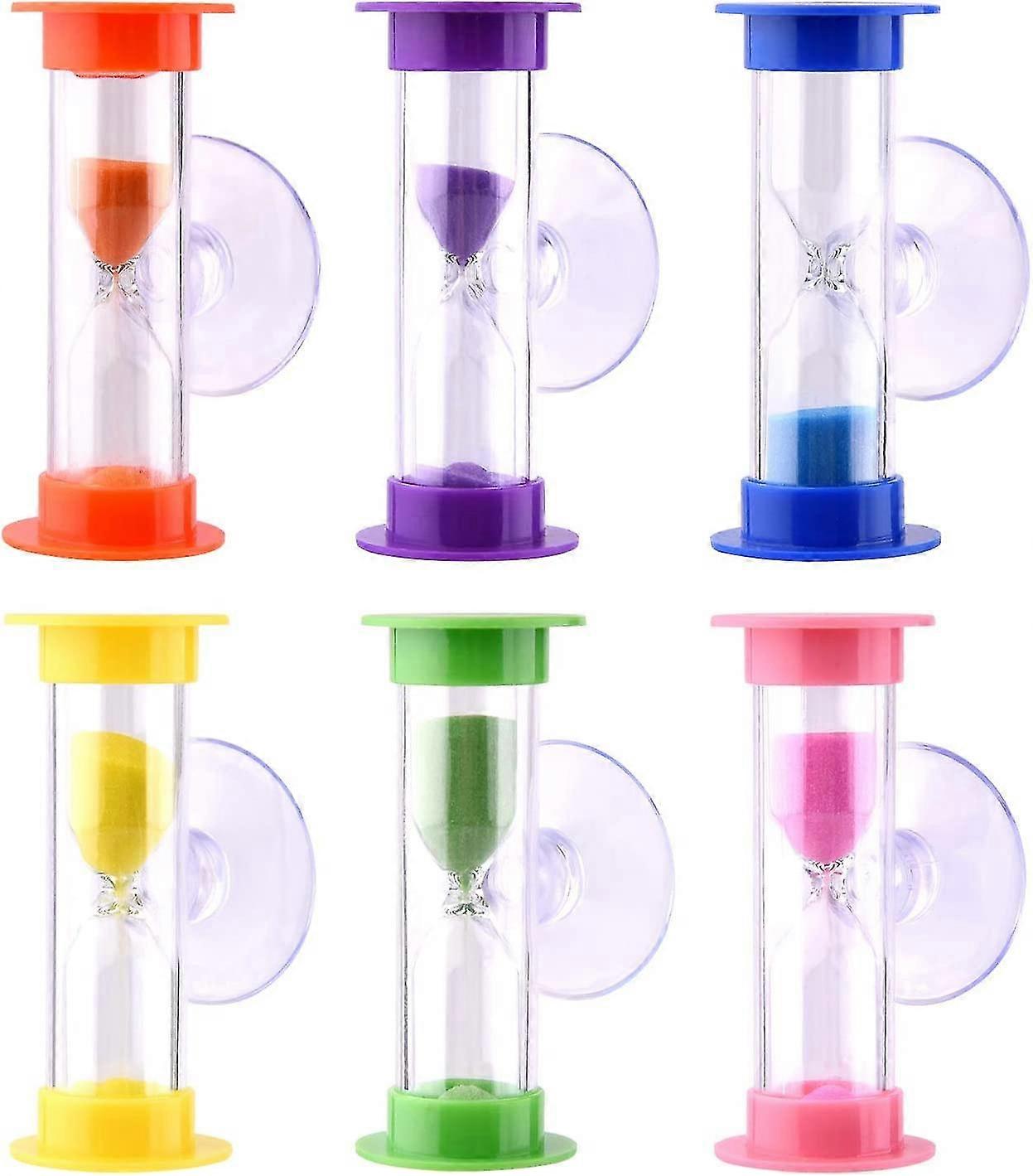 Hourglass With Timer Hourglass With Suction Cup For Games, Cooking, Toothbrush Time Countdown (6 Pack)
