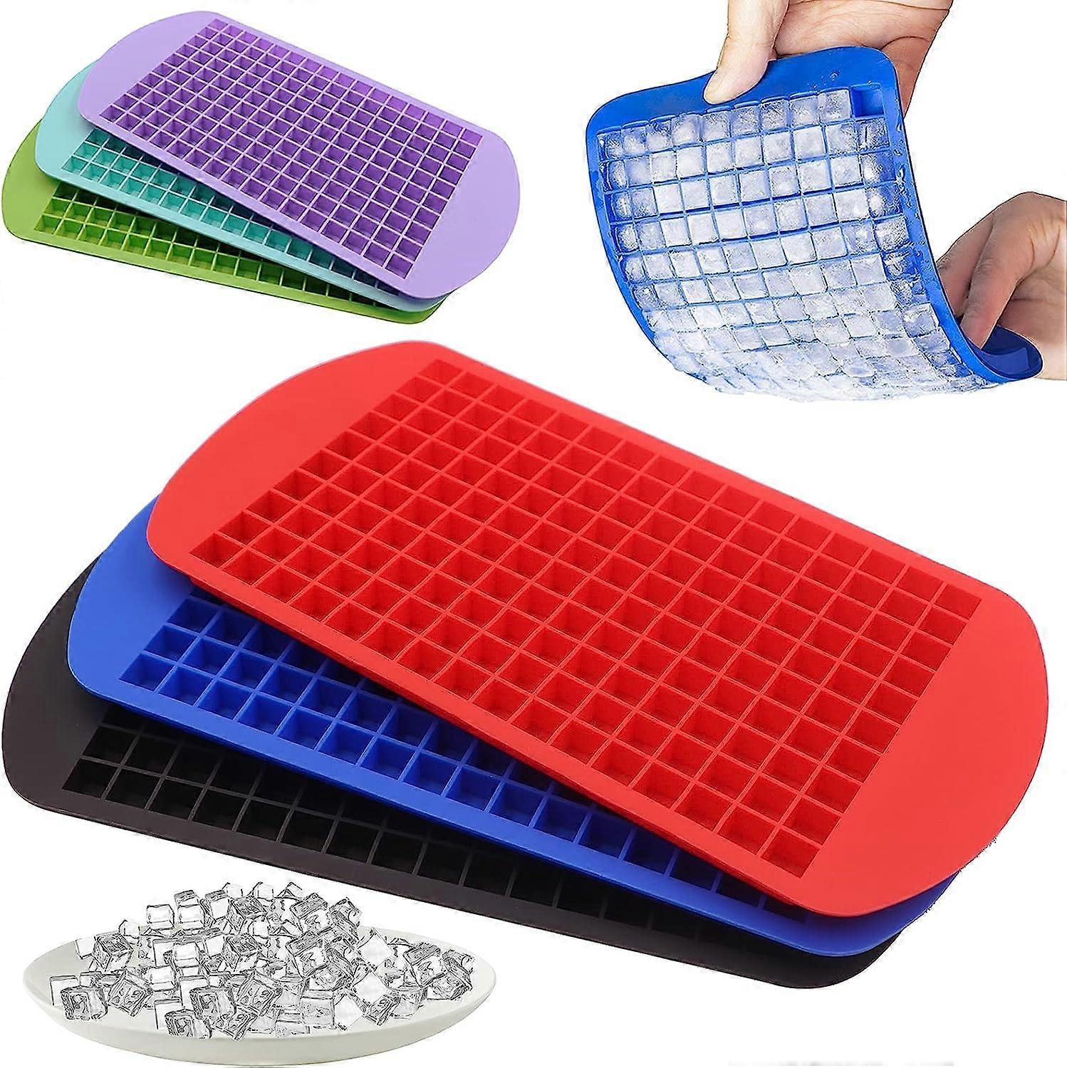 Silicone Mini Ice Cube Tray 3 Piece Set, 160 Crushed Ice Cube Molds Easy release small ice cubes for cooling whiskey cocktails, freezer accessory tool