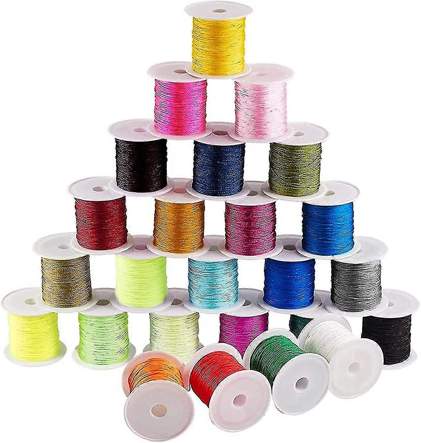Kit 9 Rotoli Di Cordino Nylon Per Gioielli Fai Da Te – 0,8 Mm X 50 M, Colori Assortiti Per Macramè E Nodo Cinese