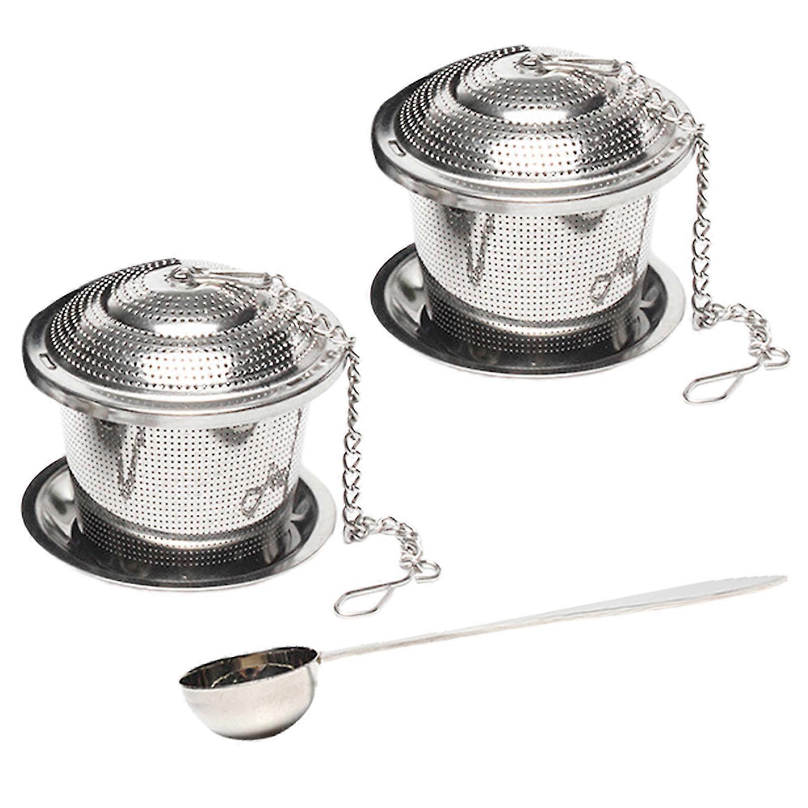 Steeper With Spoon Drip Trays Tea Infuser Set Easy Brewing Fine Mesh Diffuser