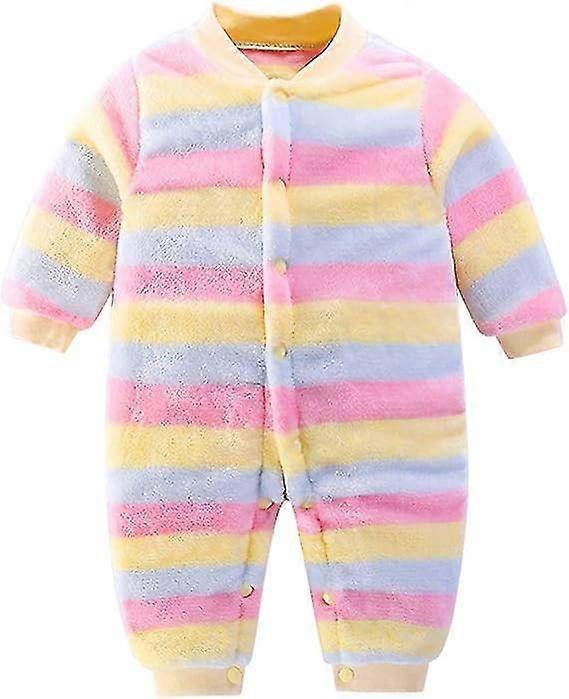 Baby Mjuk Varm Fuzzy Fleece Romper Sleepsuit Pyjamas Onesies Jumpsuit För Flickor Pojkar 57cm