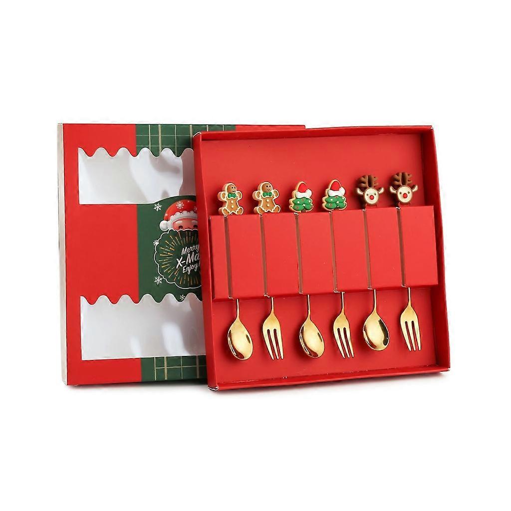 6 Pack Stainless Steel Mini Tableware Flatware Dessert Teaspoons Forks Spoons