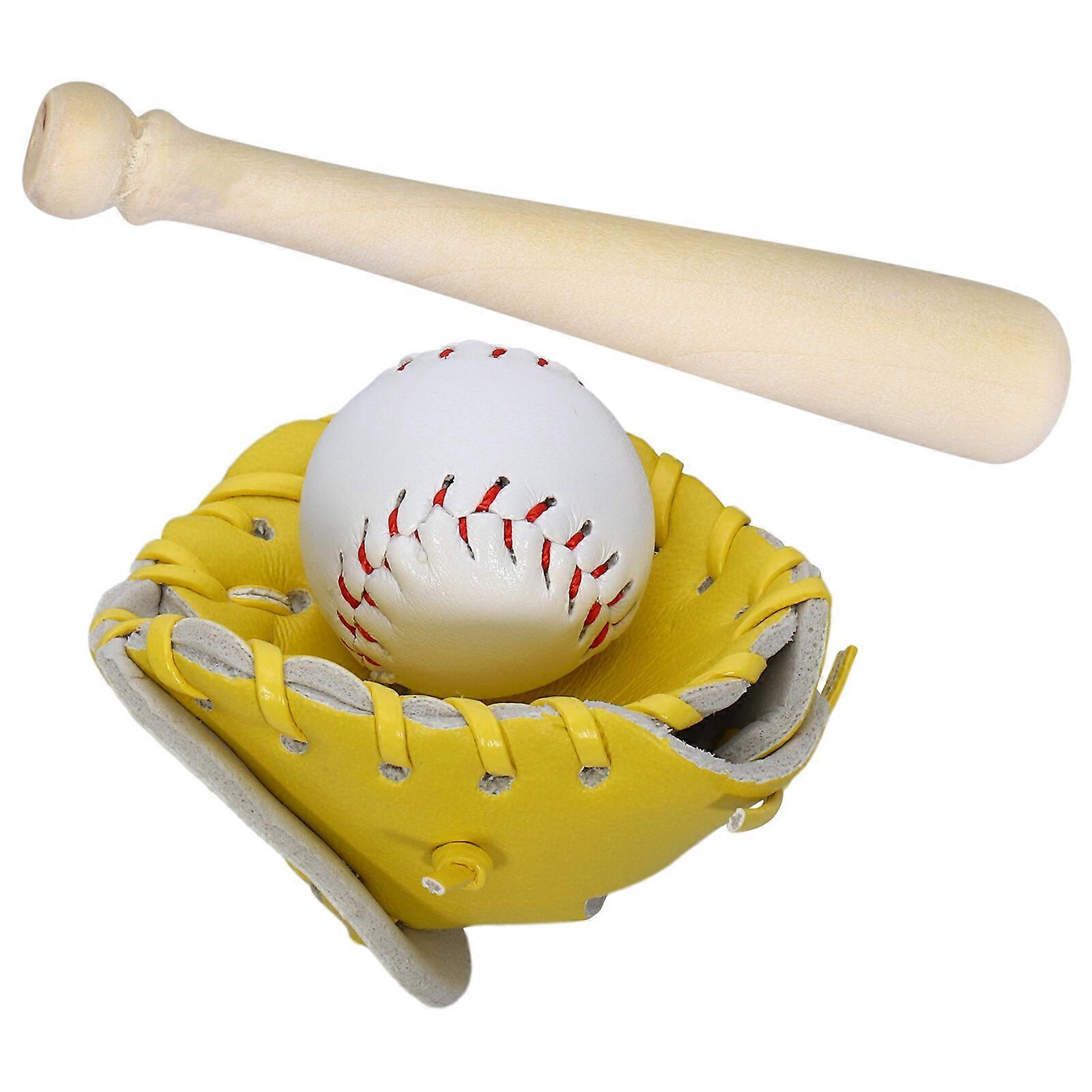 1 Set Dollhouse Accessories Miniatures Sports Baseball Bat Glove And Ball Playset Dollhouse Decor