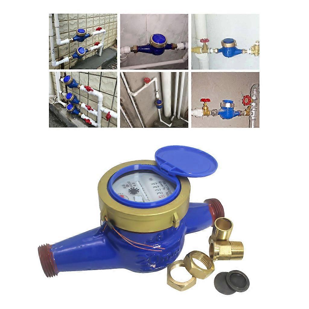 Cold Water Meter 20mm Water Flow Meter with Fittings Garden & Home Usage