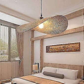 Lampada A Sospensione Retrò Lampadario Vintage Rattan Bambù Intrecciata A Mano Altezza Regolabile E27 Ristorante Bar Caffetteria Camera Letto Illuminazione Interna Lampada Da Soffitto Decorativa,100cm