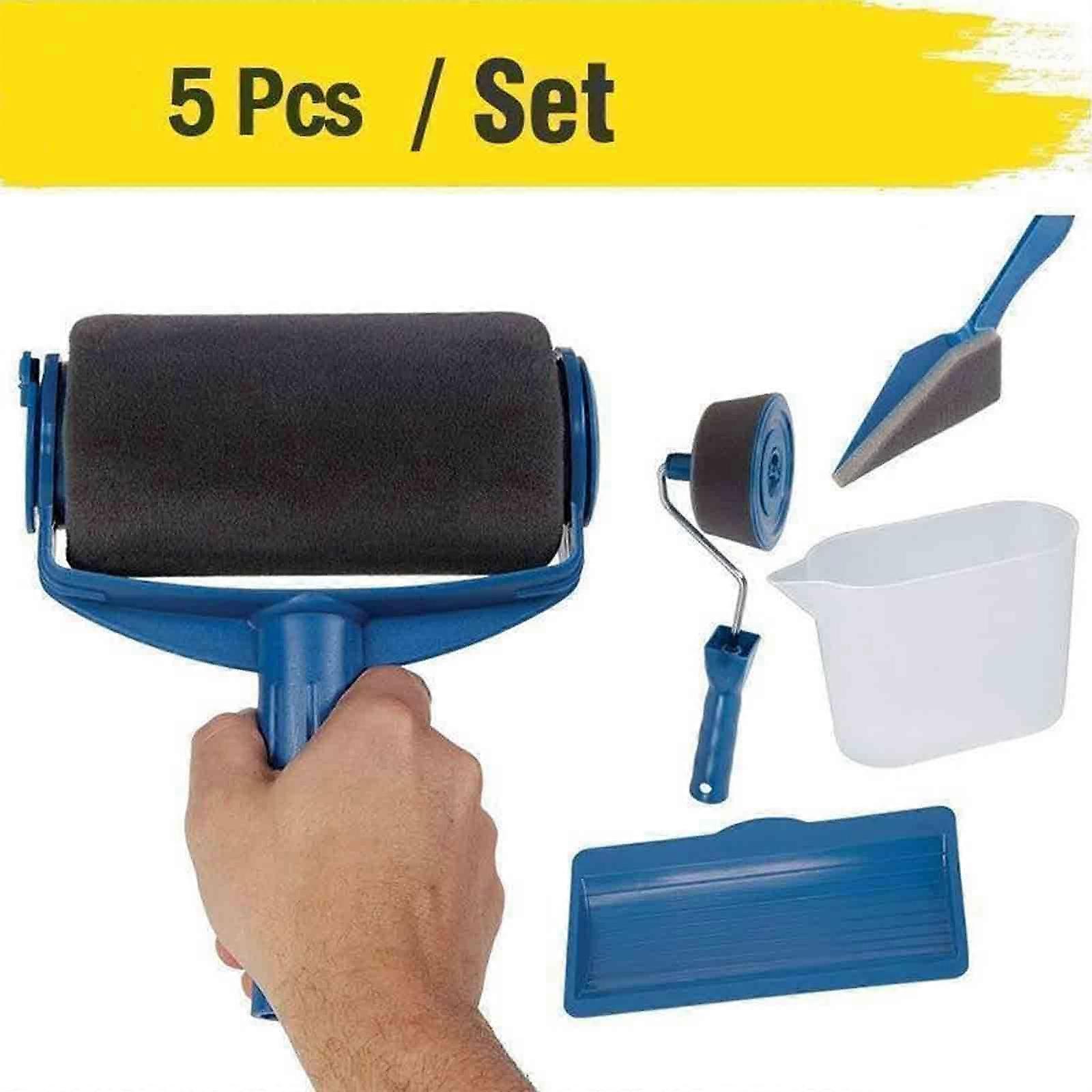 5/6PCS Paint Roller Kit Home Wall Ceiling Handle Decorarea Tool Runner Brush Set