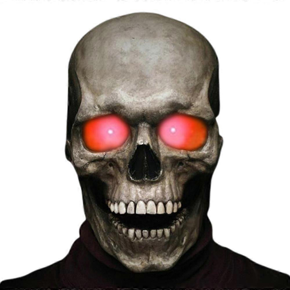 Halloween Horror Skull Glow Masks Movable Jaw Skeleton Full Head Mask Cosplay Headgear