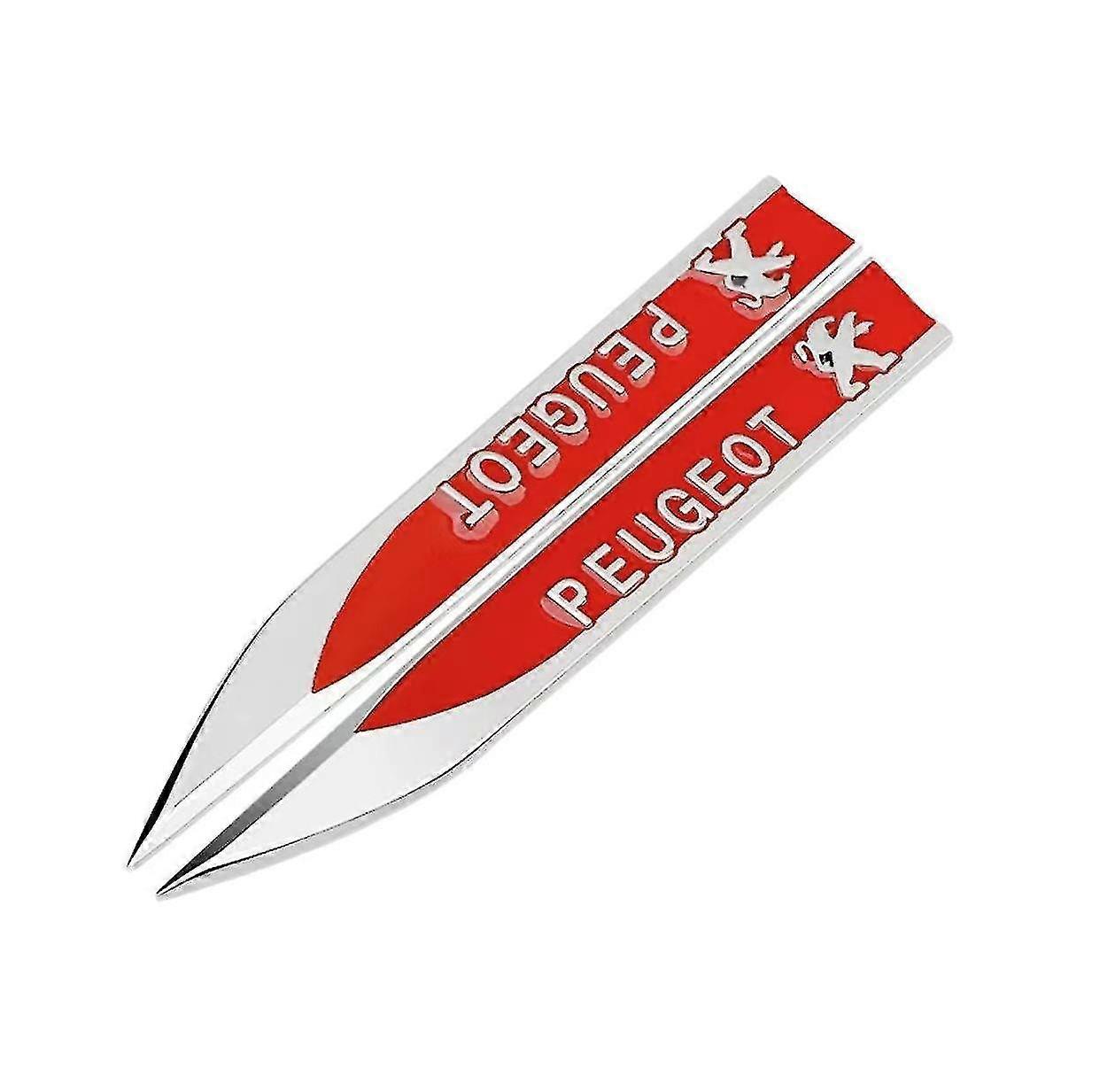 2x Peugeot Fender Badge Lateral Wing Metal Sticker Badge Logo 5.8 * 0.66 Polegadas