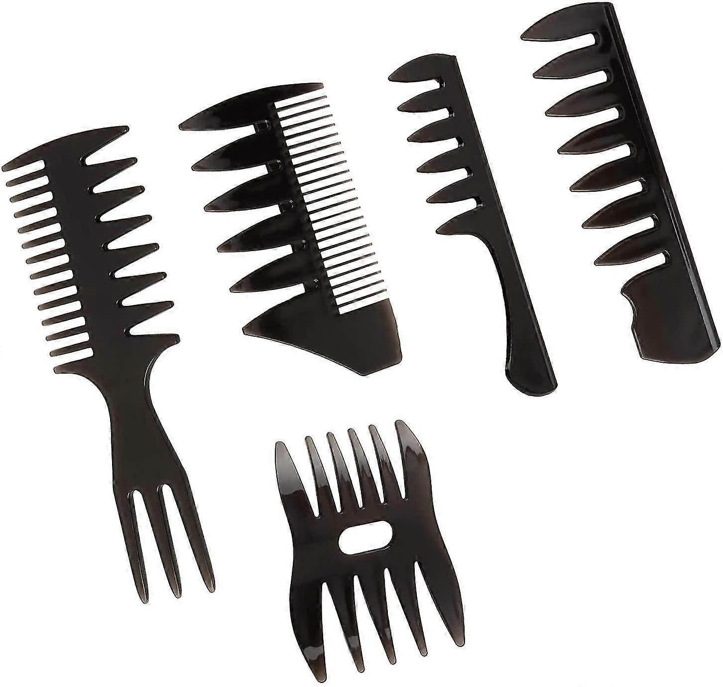 Professional Styling Comb, 5 Pcs Retro Wide Teeth Texture Comb Hairdressing Comb