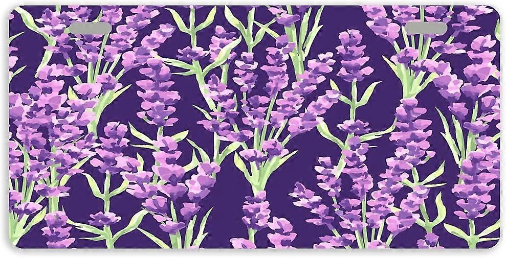 Flores de Lavanda Roxa Tampa de Placa de Licença de Carro de Metal com 2 Furos 11,8 x 6,1 Polegadas