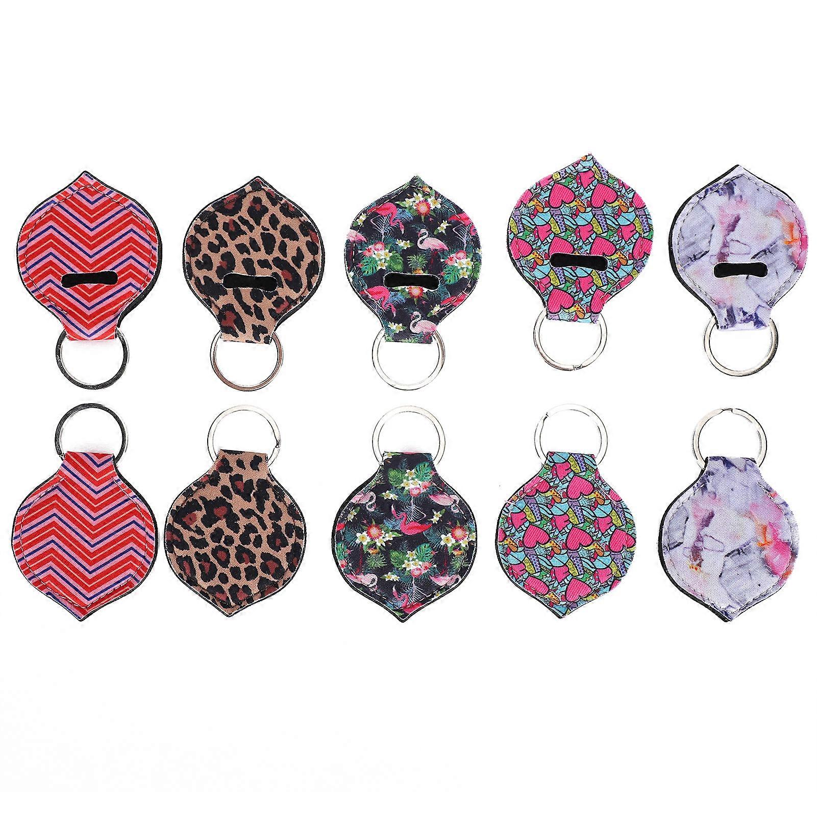 10pcs Colour Portable Lipstick Protective Case Cover Exquisite Lip Balm Holders Keychain