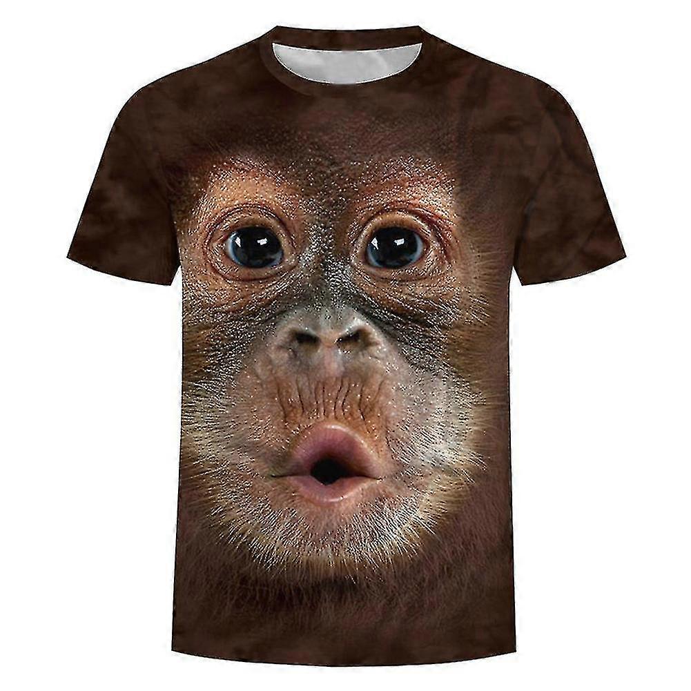 Muži Fun Gorilla Monkey 3d Tištěné tričko Casual Short Sleeve Round Collar Tops