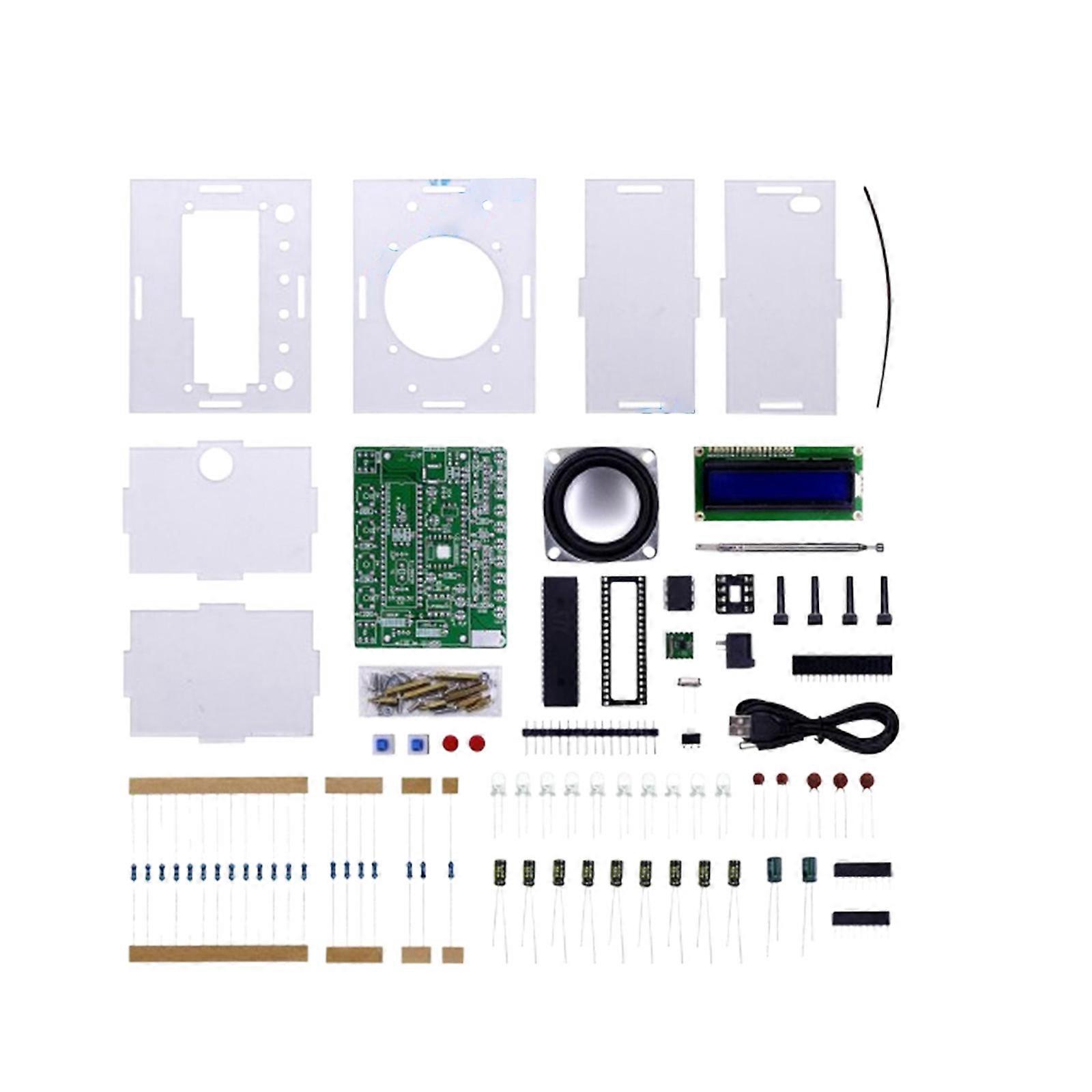 Digital FM Radio Kit 87-108MHz LCD Display Soldering Practice DIY Radio Kit+Case