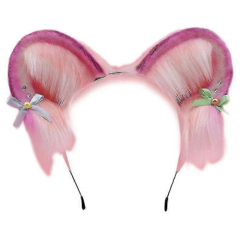 Plush Animal Ears Headband Bows Cat Ears Headband Stage Performance Headpiece