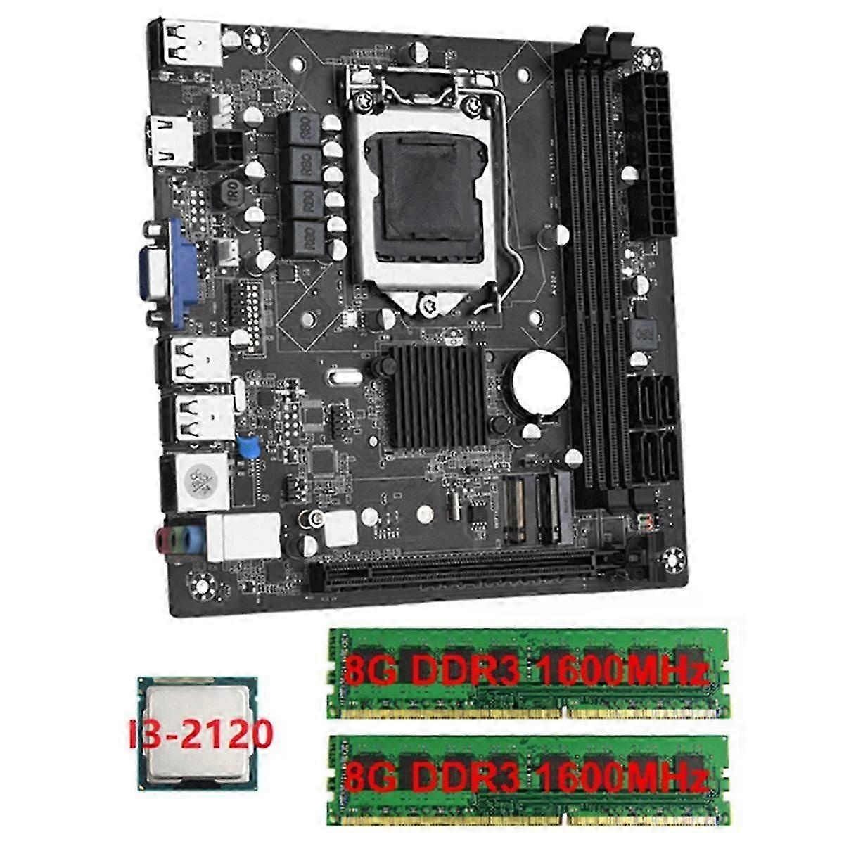 Itx H61 Desktop Moederbord + i3-2120 + 2x8g DDR3 1600MHz Ram Cpu LGA 1155 Ondersteuning tot 16GB RAM Slots