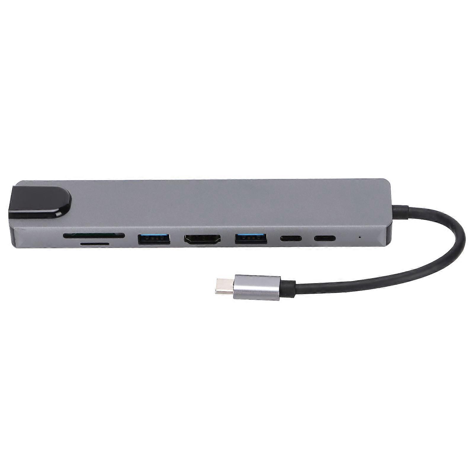 Multiport Connector, Aluminium Alloy 8-in-1 USB C Hub with Fast Charging, Data Transfer, And Plug And Play Functionality For Seamless Device