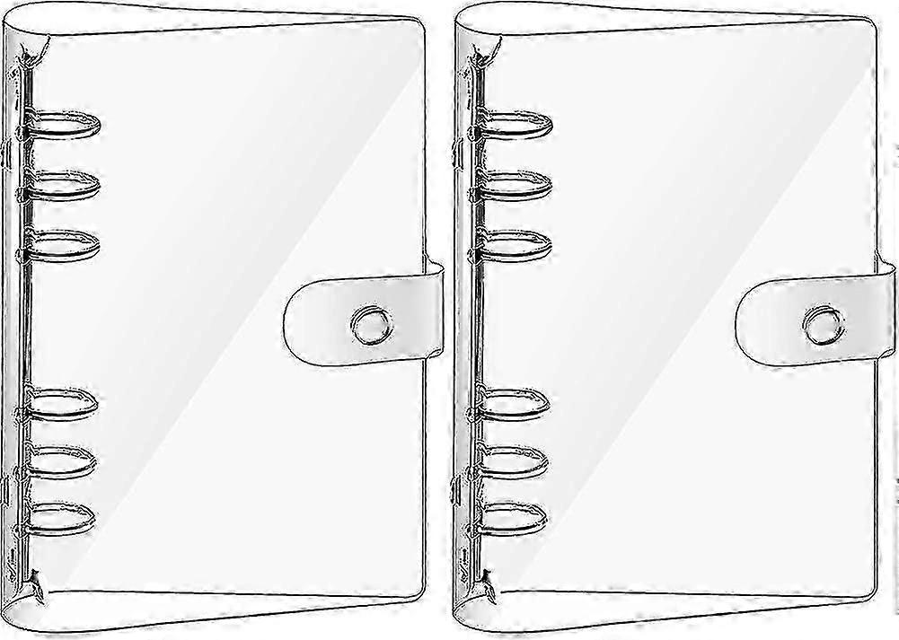 2 Pieces Transparent Soft Pvc 6-ring Binder Cover Snap Button Closure Loose Leaf