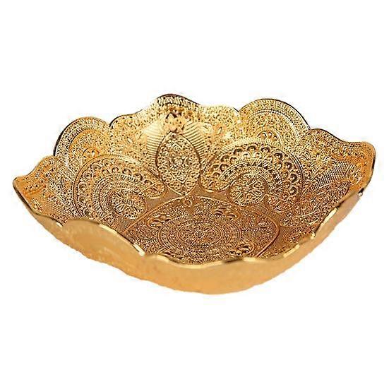 Golden Color Fruit Tray Clear Texture Zinc Alloy Parties Table Candy Bowl for Indoor