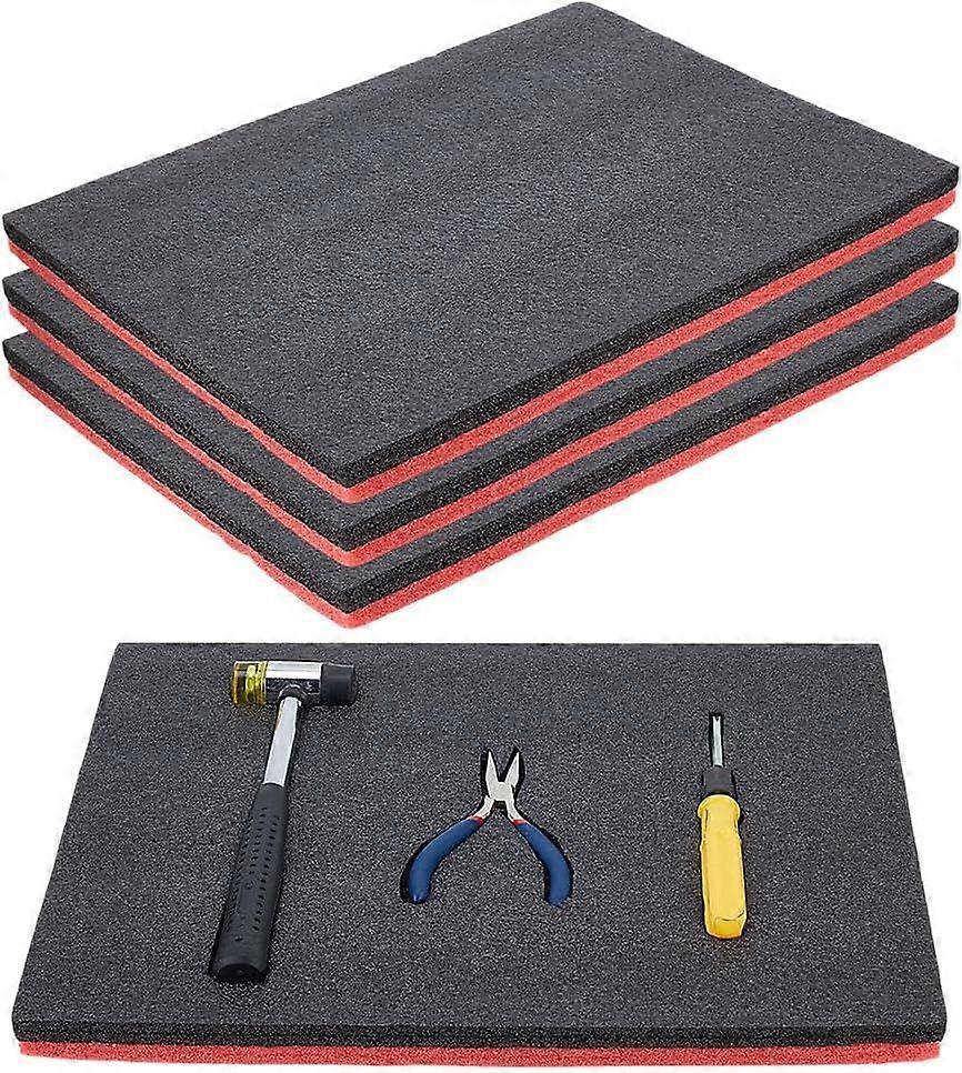 4 Pcs Toolbox Foams Polyurethane Foam Sheet Foam Inserts for Cases Packing Toolbox Camera Storage and Crafts Black&Red 12161 Inch