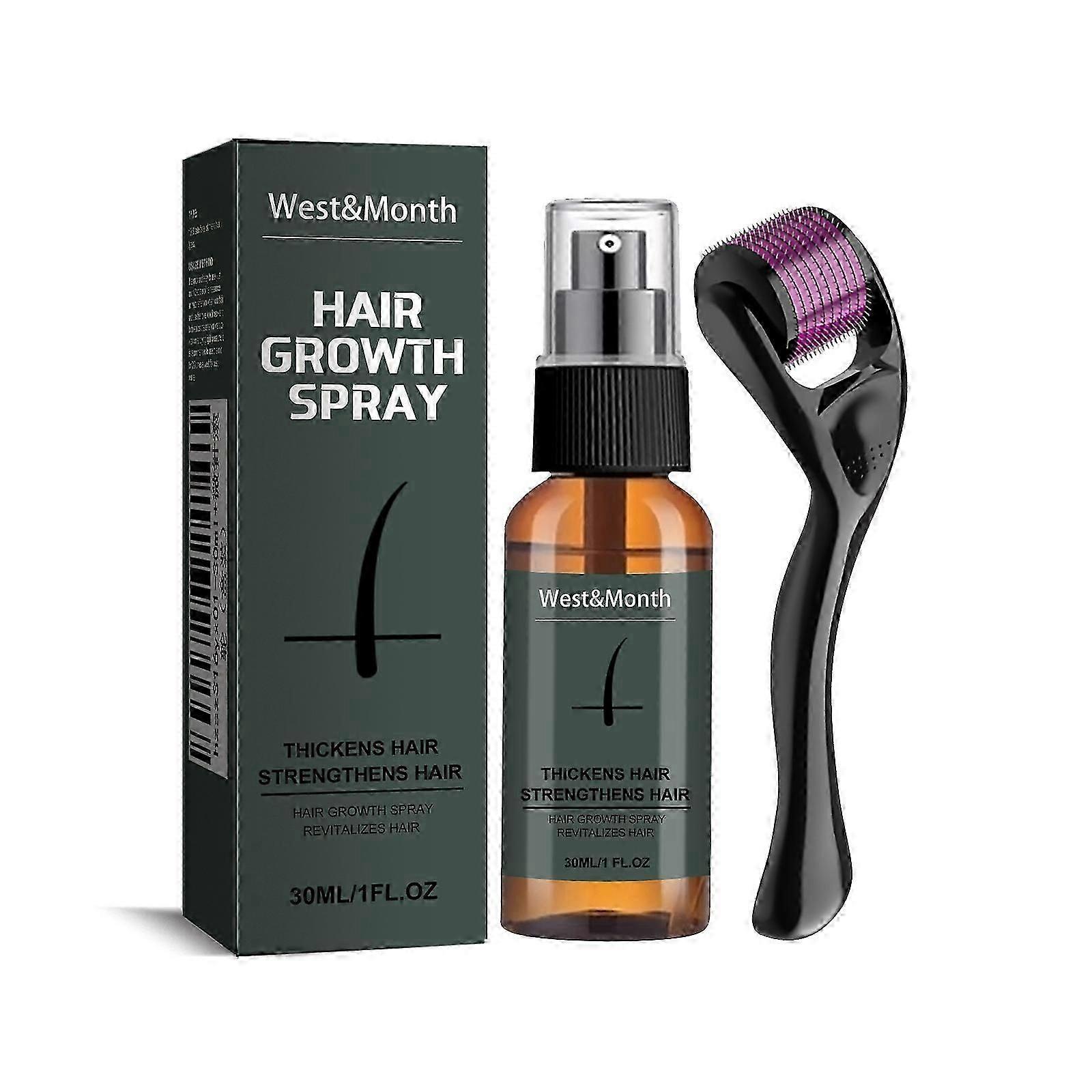 Minglan 30ml Beard Growth Kit with Beard Roller and Beard Growth Serum Spray