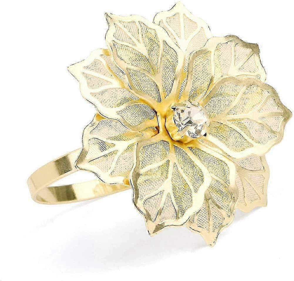 Servilleteros, juego de 12 servilleteros de aleación con anillo de servilleta de flores huecas