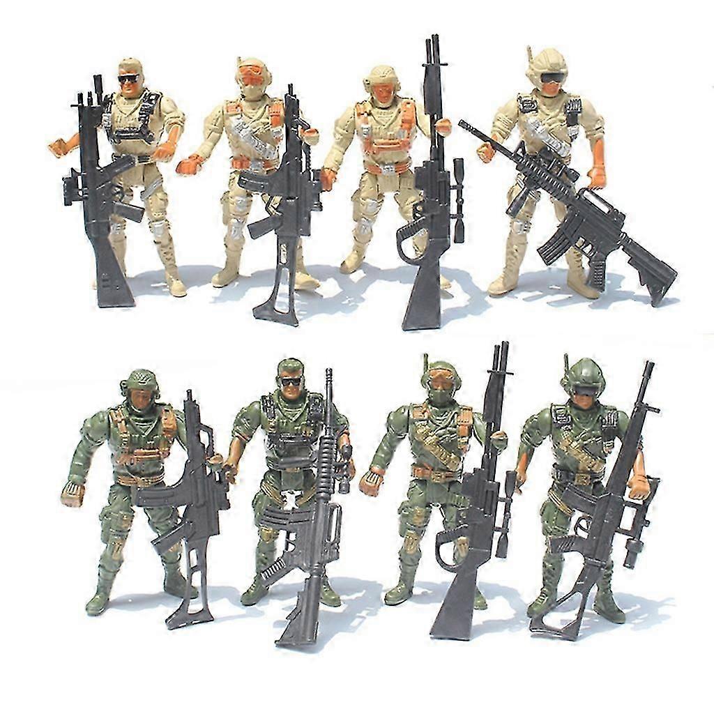 Armé Män Leksak Soldater 4in Action Figurer 8 Delar Set för Barn Pojkar Flickor
