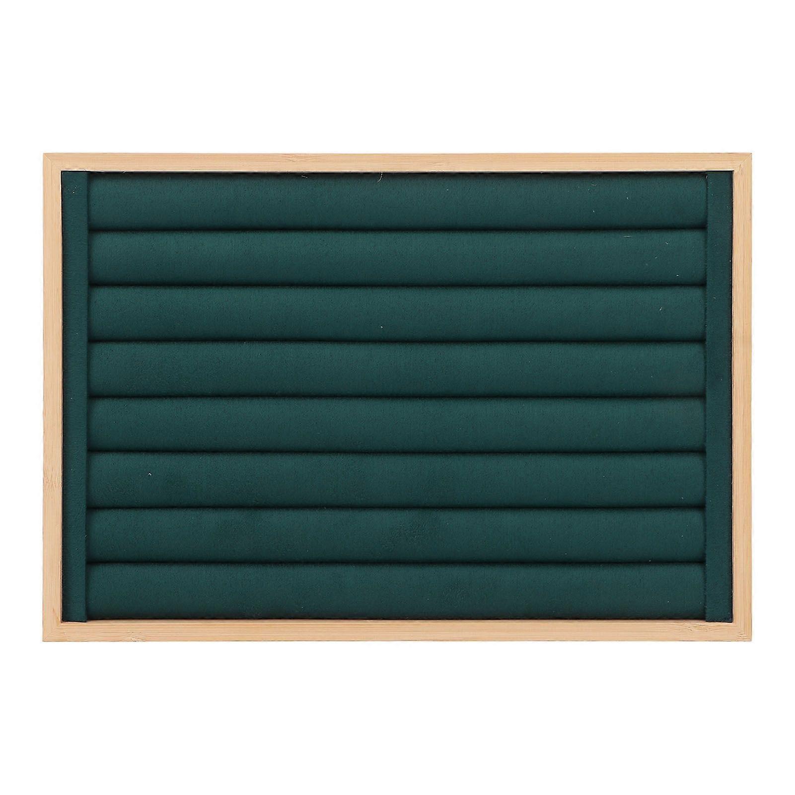 SQCLV Rings Tray 7 Rows Stackable Protective Scratch Proof Lining Drawer Insert Earrings Storage Display Case Green