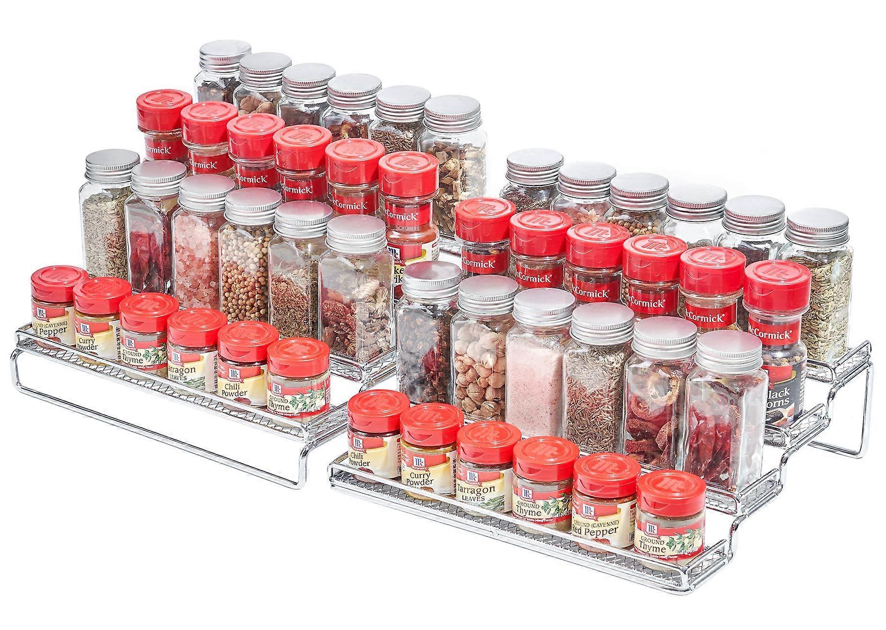 4 Tier Expandable Spice Rack Organizer for Kitchen Cabinets, Adjustable 11.4 to 22.8 Inch, Durable Storage Solution