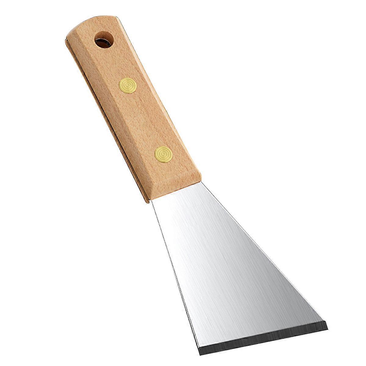 Rustfritt stål, skrape, fullt blad, trehåndtak, stekepanner, griller, burgerknusing