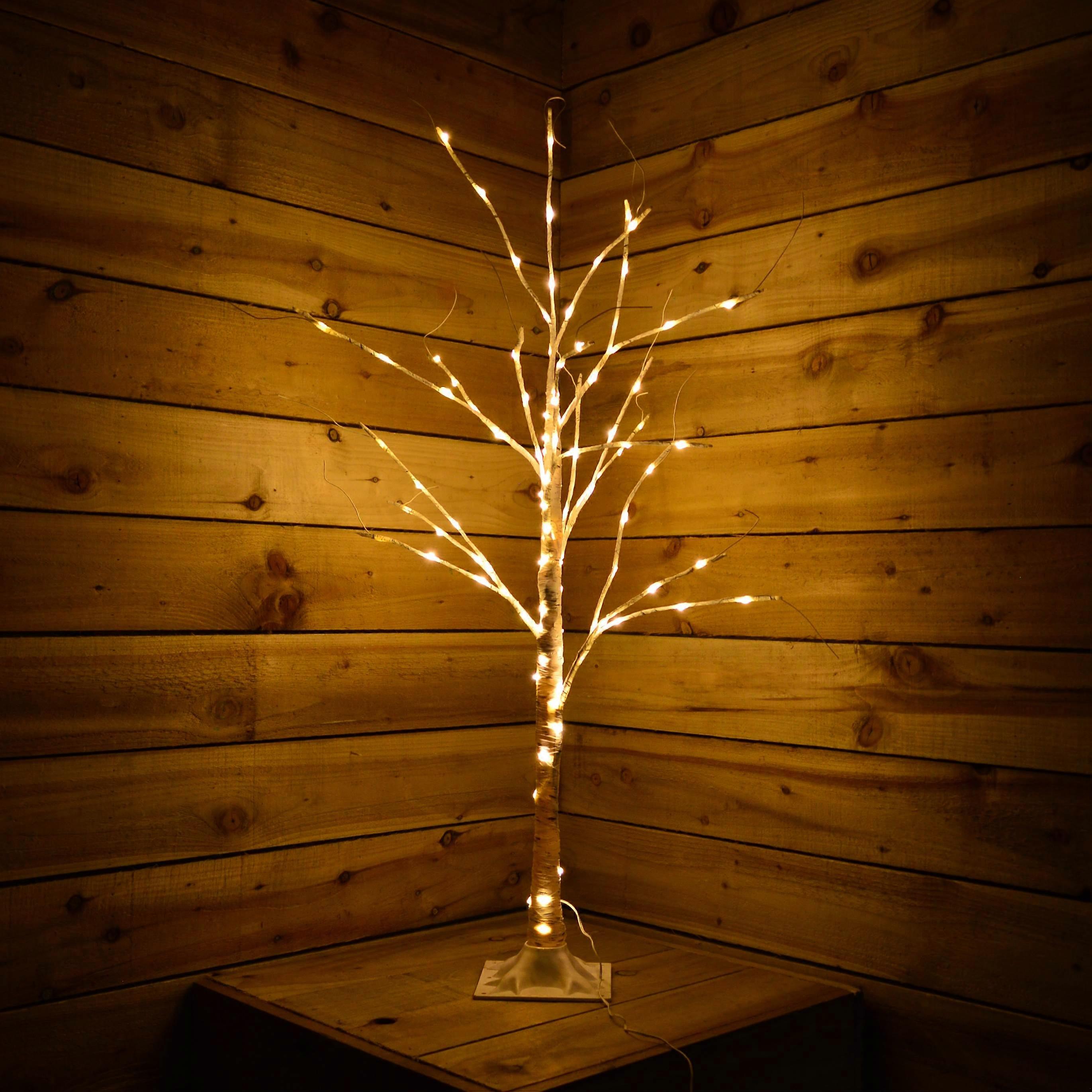 120Cm 110 Warm White Led Silver Birch Dewdrop Tree