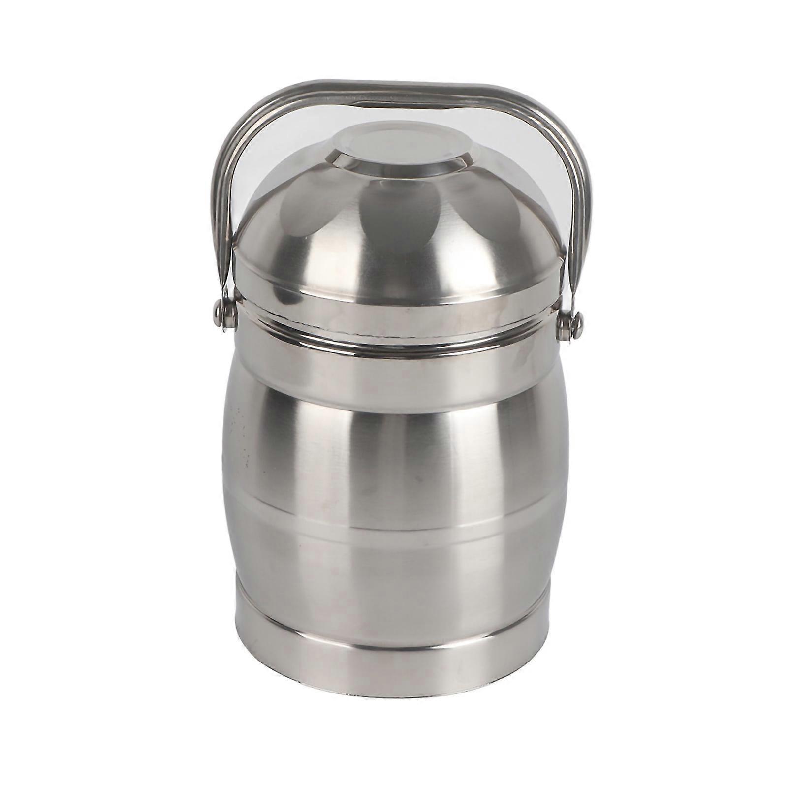 2L 3 Layers Food Grade Stainless Steel Drum Shape Lunch Box Food Container with Handle