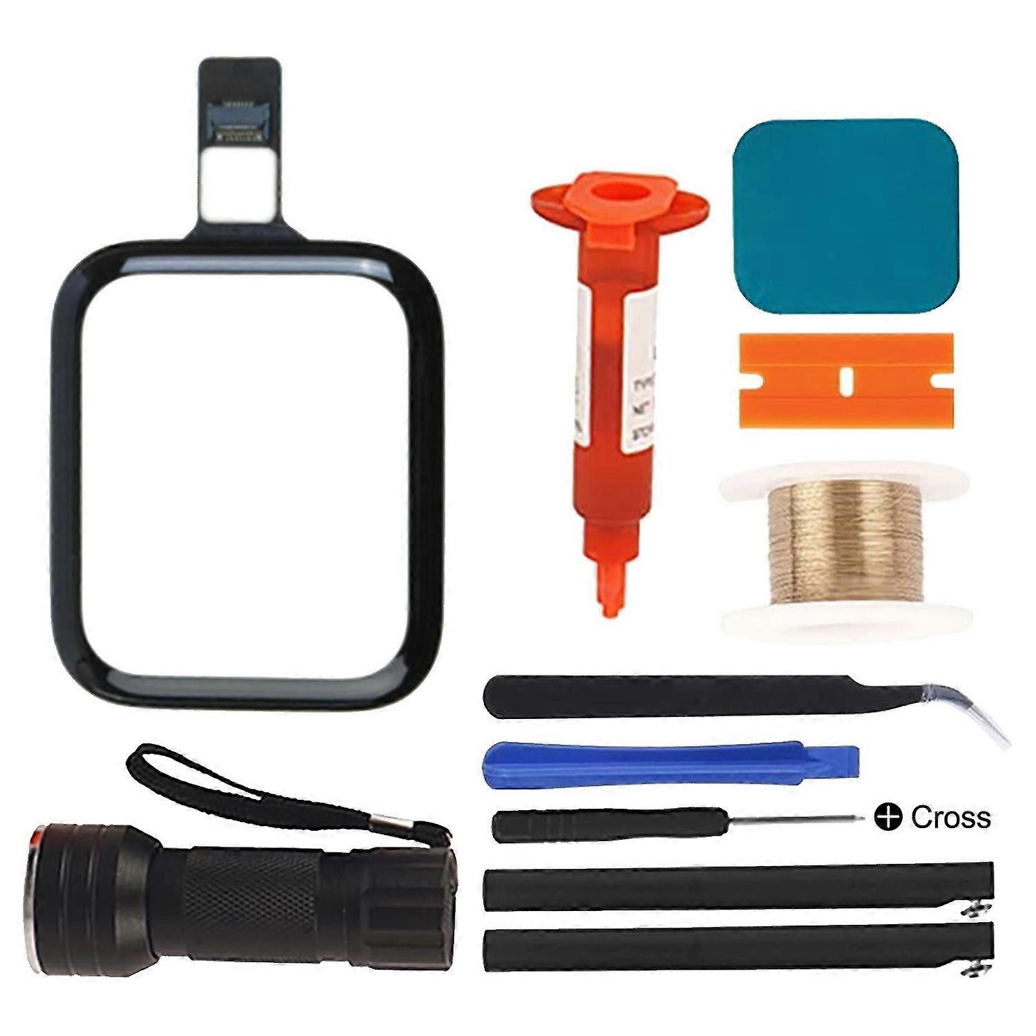 時計LCDフロントガラスカバータッチスクリーンデジタイザーの交換、AppleWatchシリーズ用フレックスケーブル付き