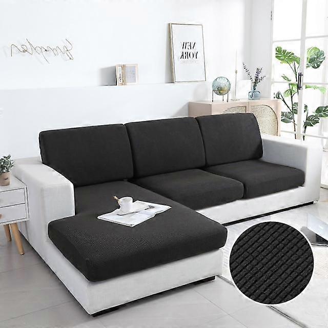 Jacquard Polar Fleece Sofa Seat Cover Stretch Solid Color Sofa Cushion Cover Spandex L -Shaped Sofa Cover Protector Living Room