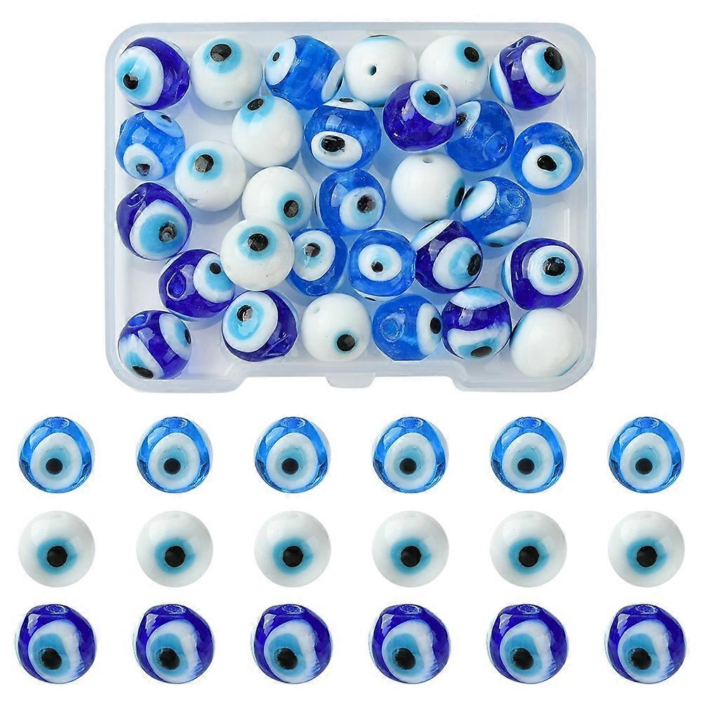 Craft Beads 30Pcs 3 Styles Handmade Lampwork Beads Round with Evil Eye