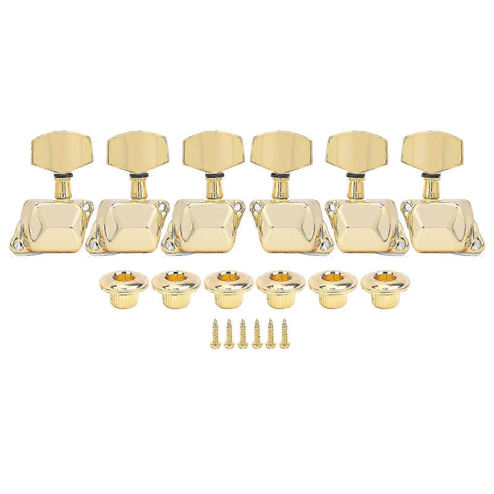 String Tuning Key for SemiClosed Guitar 3 Left 3 Right Musical Instrument Parts(Gold )