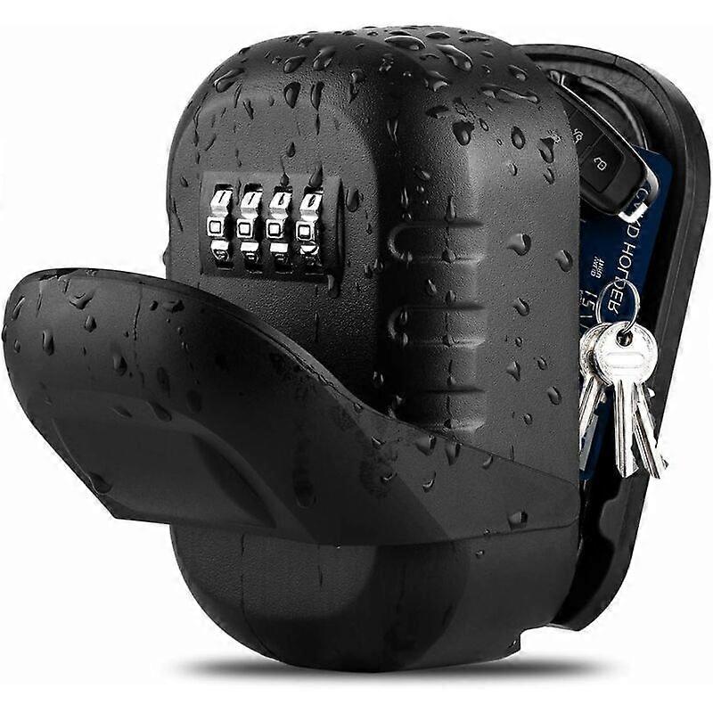 Secure Key Box, Large Wall-Mounted Key Box for Indoor Outdoor, Key Box with 4-Digit Digital Code (Black)