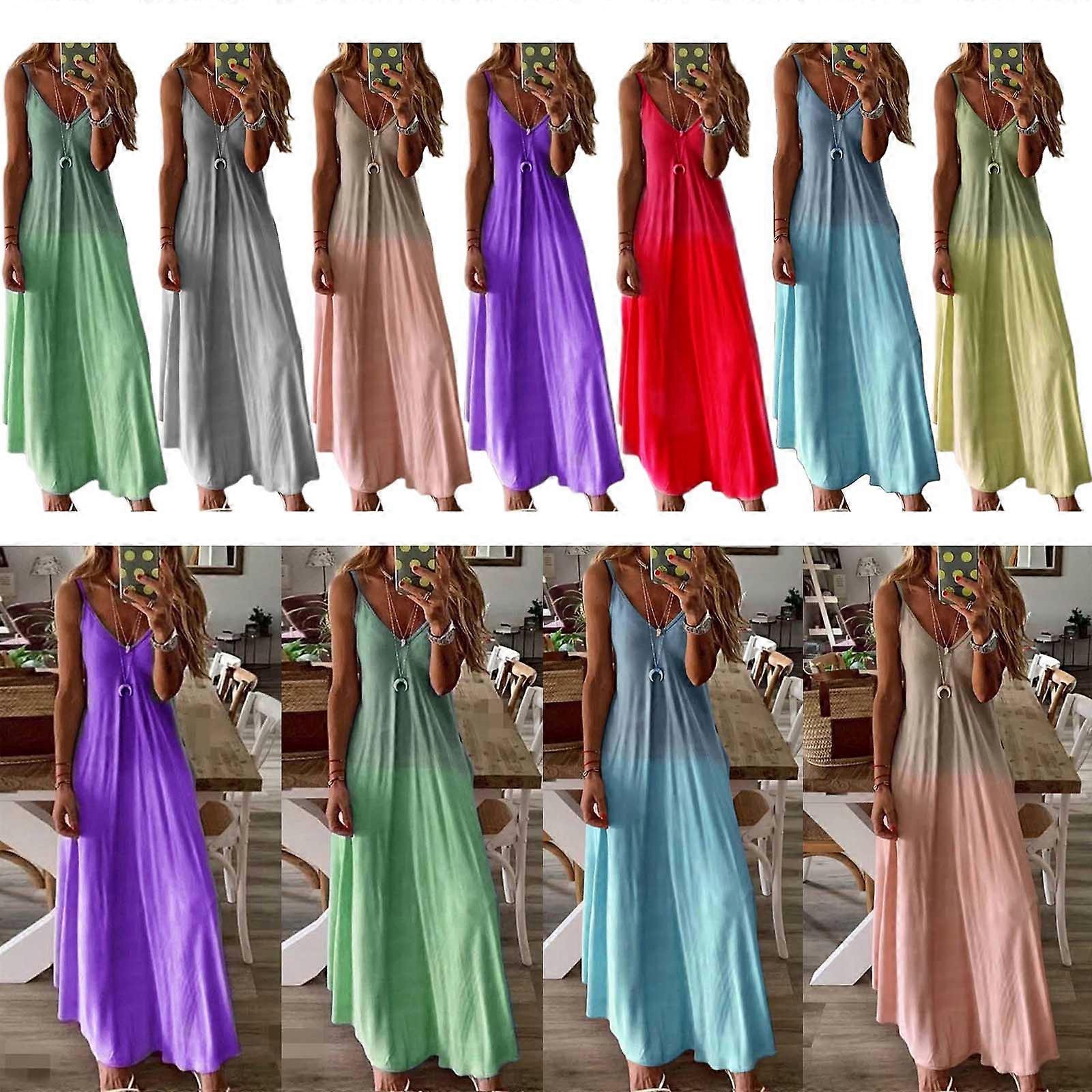 Elegant Solid Color Wedding Bridemaid Long Dress Woman Sleeveless Dress ...