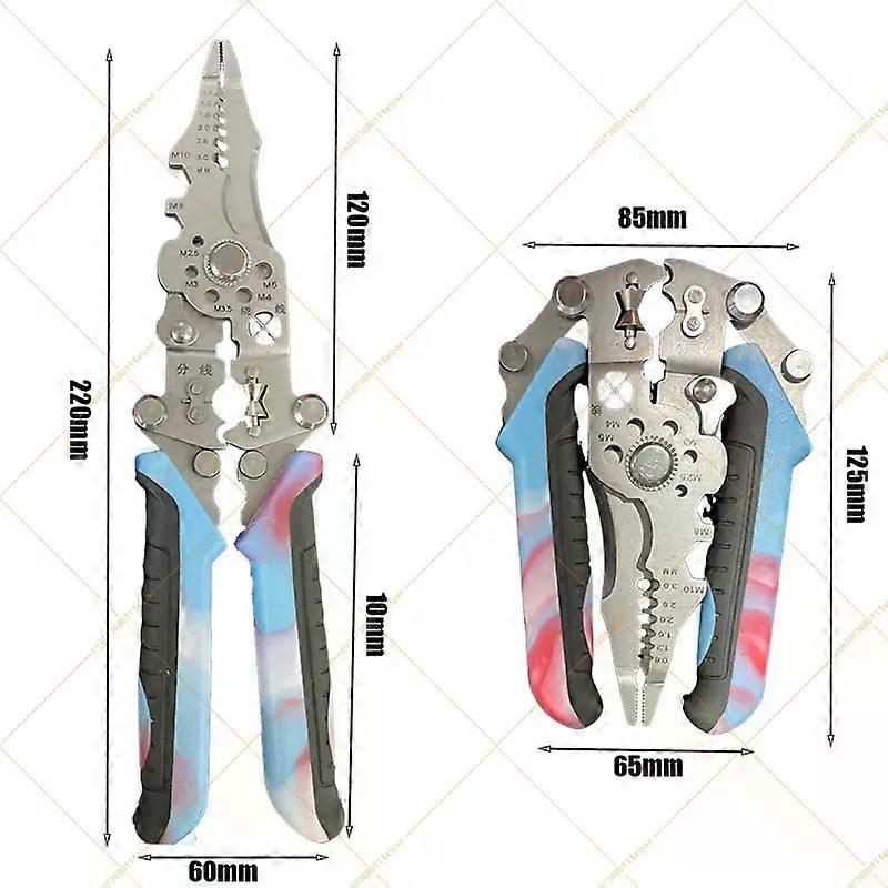 New Electrician Wire Stripping Pliers Crimper Cable Cutter Multifunctional Folding Stripping Crimping Pliers Terminal Hand Tools