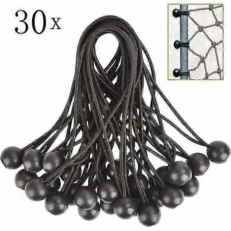 For 30Pcs Bungee Cord, Rubber Bungee Cord with Ball, for Tarp, Pavilion, Tent, Curtains, Garden Mesh. Greenhouse Cover Fixing, Trailer Cover Fixing.