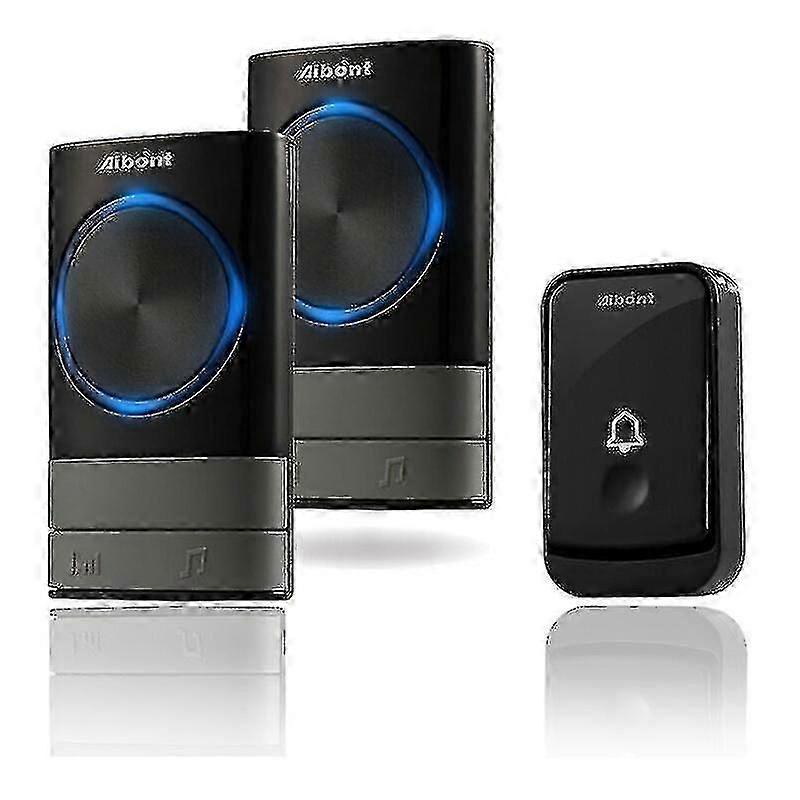 Wireless Doorbel, 45 Melodies 5-level Volume And, Ip55 Waterproof Wireless Chime, Chime Kit With 300 Meters, Led Flash, 2 Plug-in Receivers