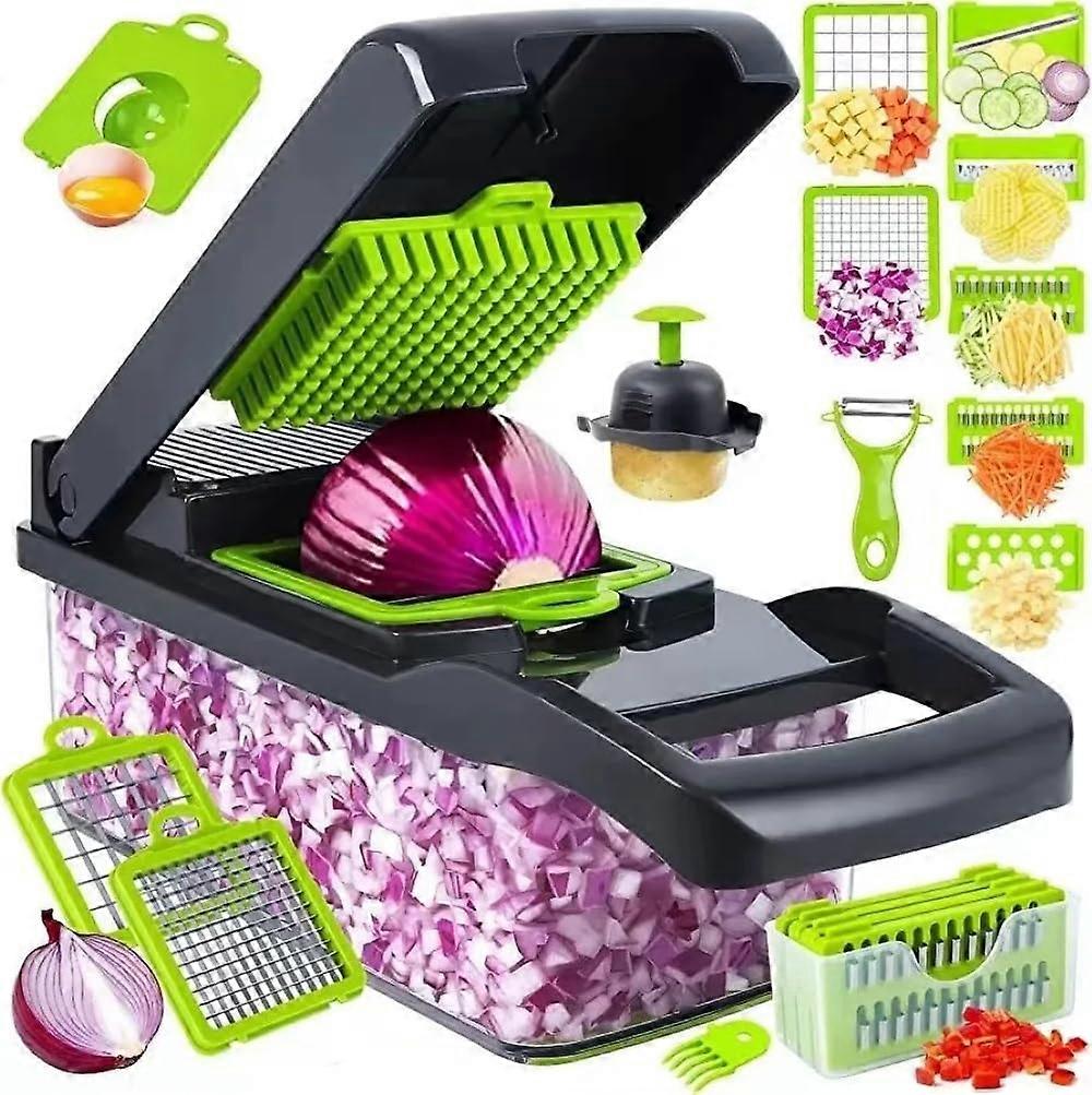 Vegetable Multi-Purpose Chopper 16 in 1 with Stainless Steel Blades, Versatile Slicing, Dicing, and Shredding Functionality