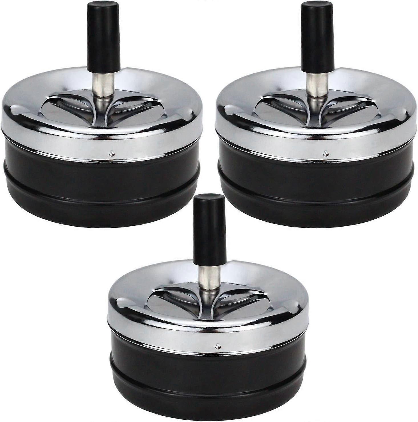 3 stk krom svingbart askebeger - roterende vindtett askebeger for innendørs og utendørs moderne svart