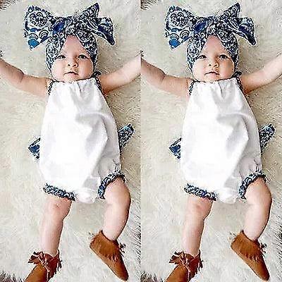 Cute Baby Girl Backless Bodysuit With Headband Outfit