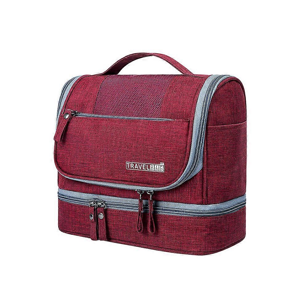 Multifunktionel tør og våd separation makeup og vaskepose - rød