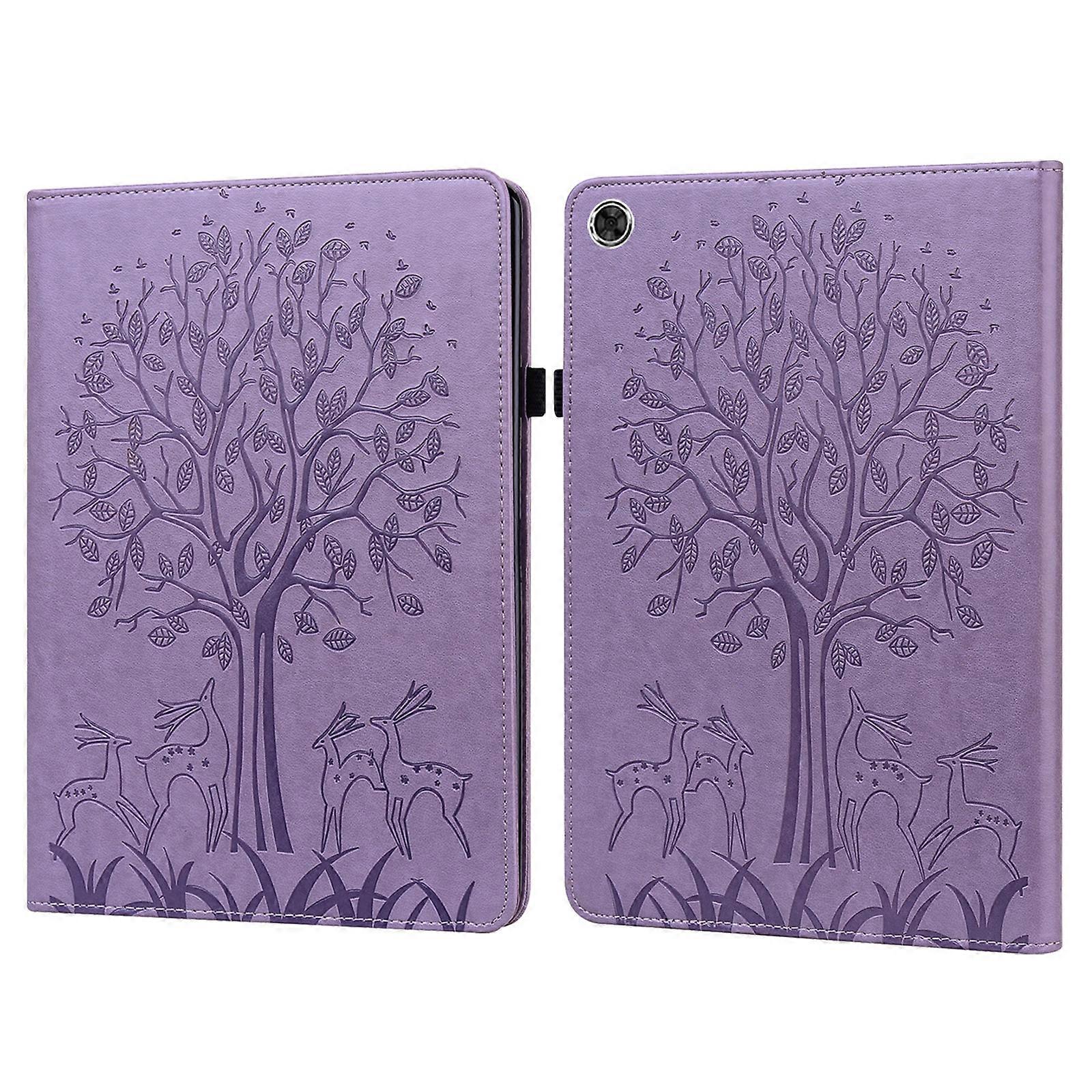 For OPPO Realme Pad 10.4 inch Tree & Deer Pattern Pressed Printing Leather Tablet Case