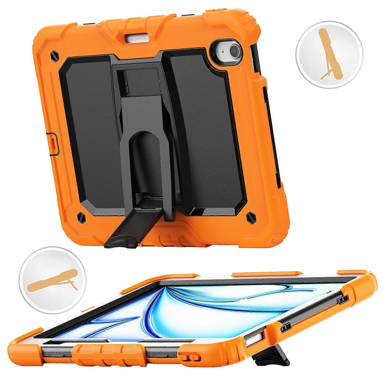 Silicone Hydric PC Tablet Case with Shoulder Strap & Holder For iPad Air 11 2025 / 2024