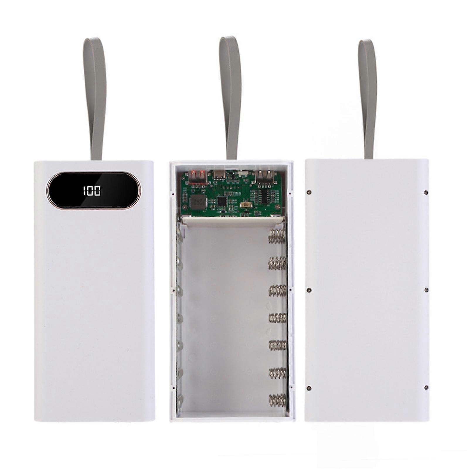 Large Capacity Powers Bank Case Quick Charging Powers Case Protective Shells Powers Bank Protector Plastic Boxes Holder  White