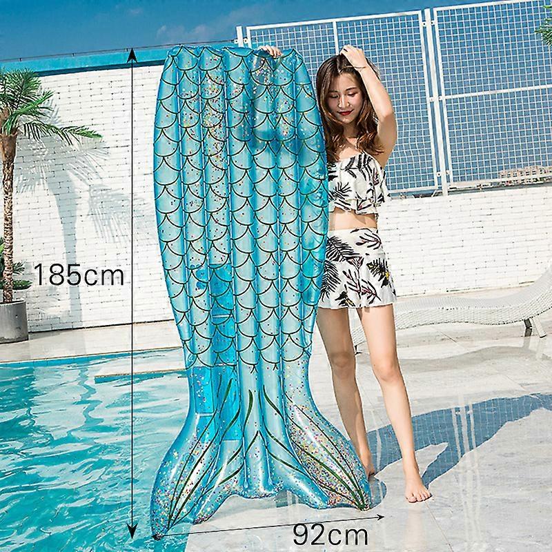 Inflatable Sequin Floating Row Creative Fish Tail Lounge Chair Portable Reusable Floating Bed Water Entertainment Toys